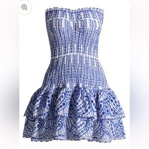 Blue and White Patterned Women's Dress